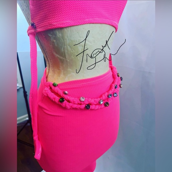 Handmade designer Fancy By Francesca Watson skirt and crop top set - Picture 5 of 7